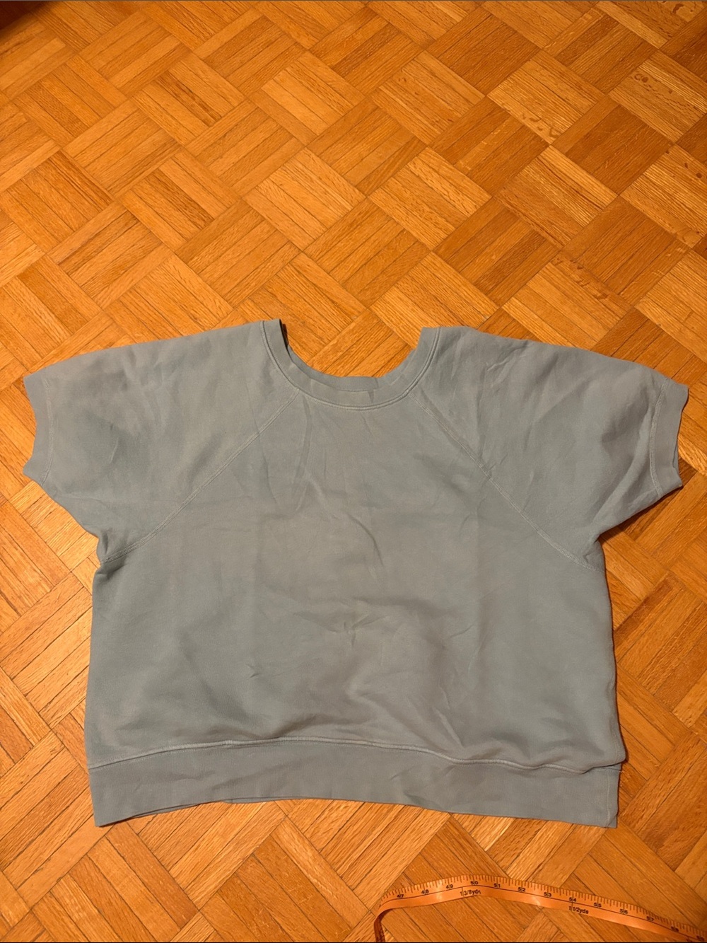 Nili Lotan Classic Short-Sleeve Sweatshirt Top in Light Blue